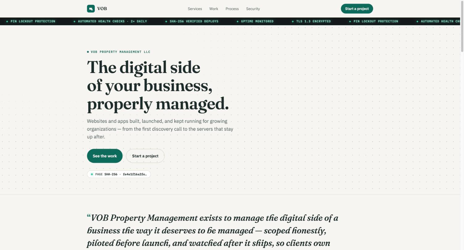 VOB Property Management homepage